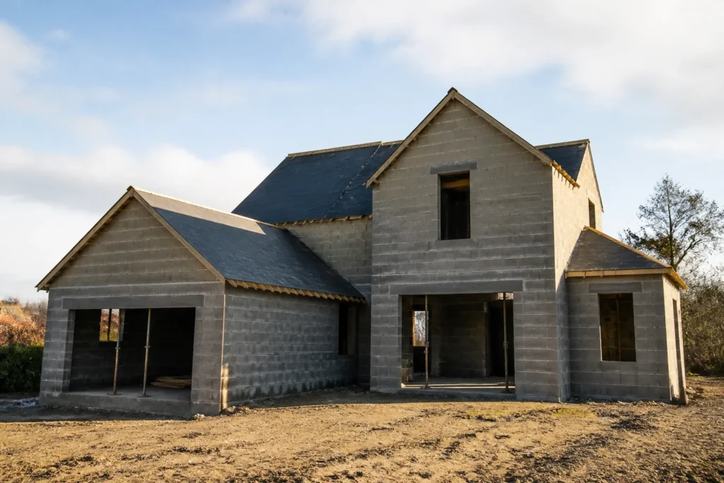 Maison en construction au stade hors d eau