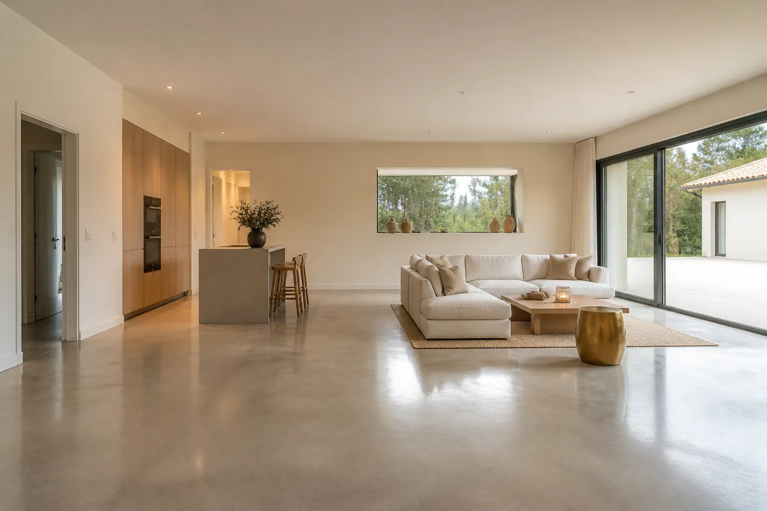 Chape fluide coulee sur plancher chauffant dans une maison neuve, Bergerac