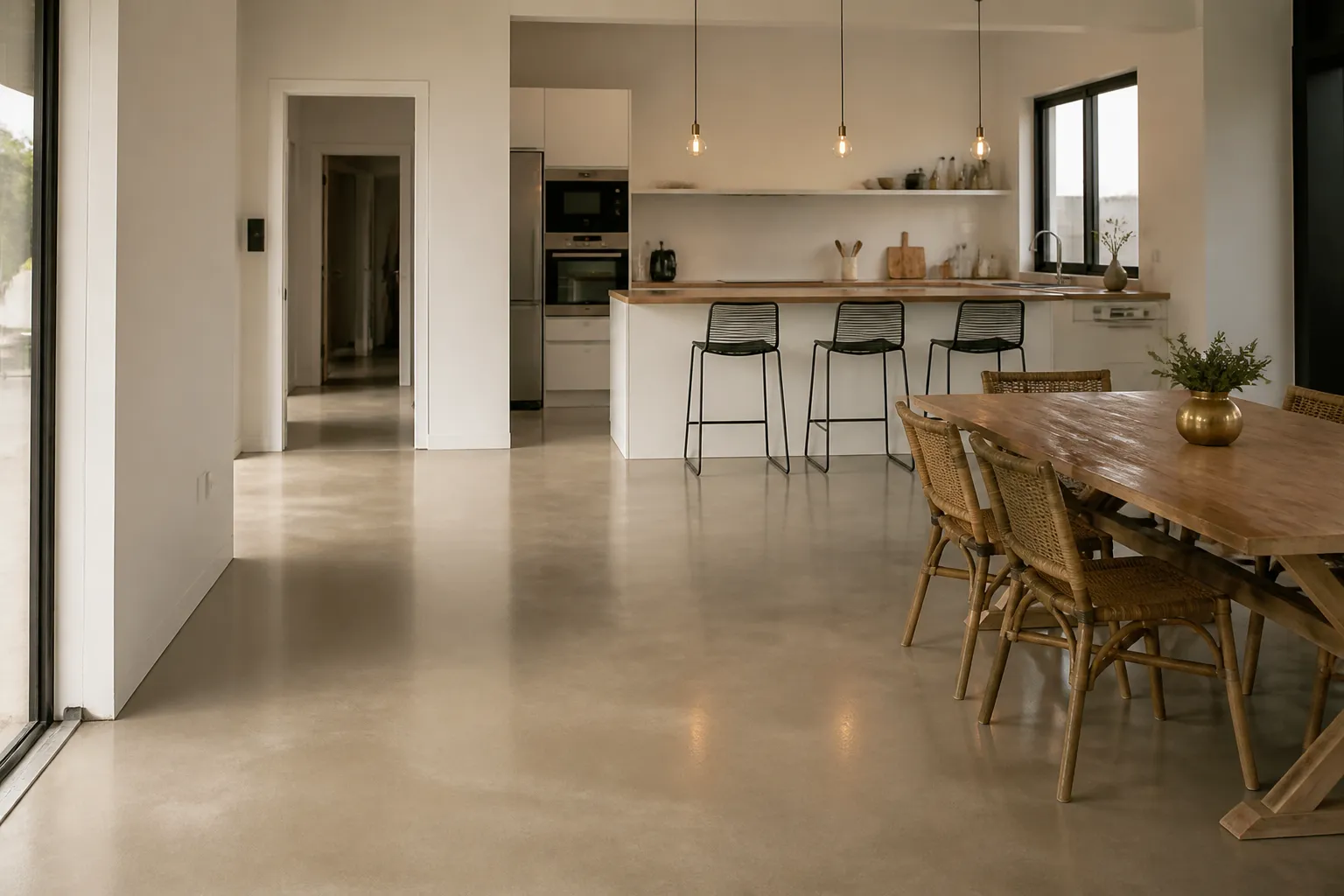Chape fluide coulee sur plancher chauffant dans une maison neuve, Gramat