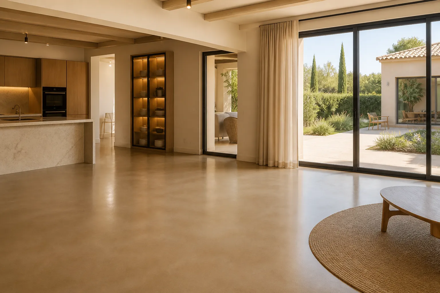 Chape fluide coulee sur plancher chauffant dans une maison neuve, Grasse