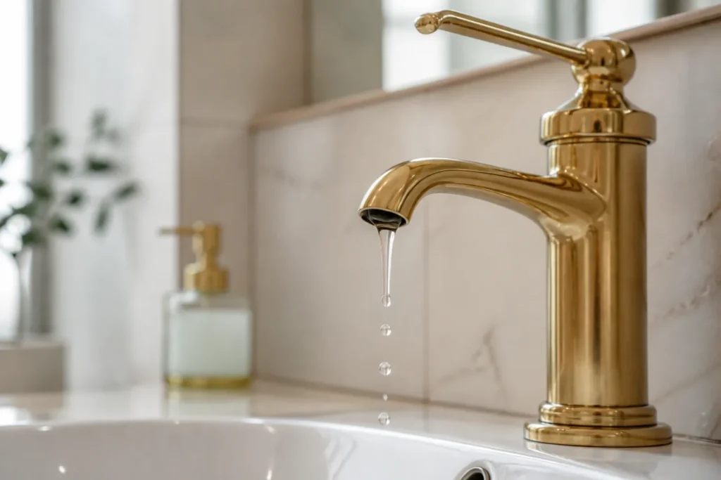 Robinet de salle de bains qui goutte