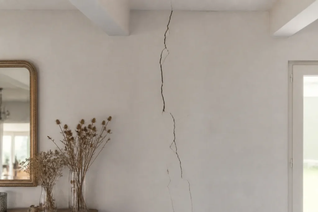Fissure traversante sur un mur porteur
